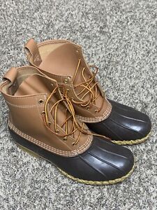 LL Bean Mens 8” Duck Boots Tan/Brown Rain/Snow Leather Size   9(2E) Wide