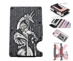 Egyptian Anubis Lord of the Dead Men RFID Blocking Money Clip Credit Card Holder - Picture 1 of 9