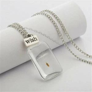 Wish Glass Necklace Dandelion  in Glass Pendant Long Necklace Ladies Gift LC - Picture 1 of 11