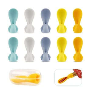10 Pack Universal Silicone Baby Food Pouch Spoon Attachment Travel-Friendly - Picture 1 of 8