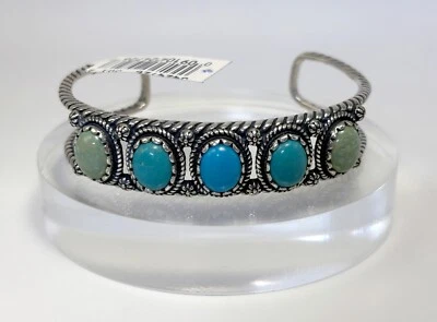 AMERICAN WEST Sterling Silver Shades of Turquoise Cuff Bracelet - Avg - NWT - Image 1 of 4