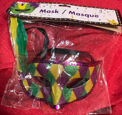 Glitter Purple Green Yellow Face Cover Cosplay Costume Dress Up Mardi Gras - Image 1 of 2