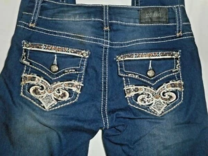"Pantalones de mezclilla ZCO para jóvenes talla 1 adornados pierna delgada de altura baja 25,25"" x 29,5"  - Imagen 1 de 12