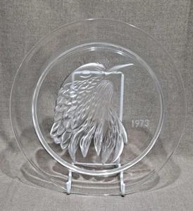 1973 Lalique France Annual Glass Crystal Plate ~ Jayling Bird - Bild 1 von 3