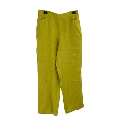 FLAX By Jeanne Engelhart 100% Linen Wide Leg Pants Elastic Waist In Green Size M - Image 1 of 4