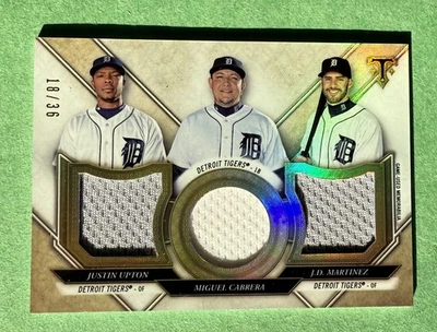2017 TOPPS TRIPLE THREADS MIGUEL CABRERA JD MARTINEZ JUSTIN UPTON GU РЕЛИКВИЯ /36 - Изображение 1 из 2