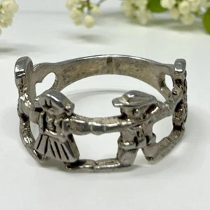 Vintage Sterling Silver Childrens School Teachers Band Ring Size 6 ABA Autism - Picture 1 of 14