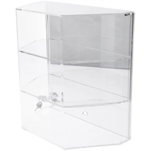 Plymor Acrylic Locking Case, Sliding Back, 2 Shelf Mirrored 16.5" x 16.5" x 8.5" - Picture 1 of 1