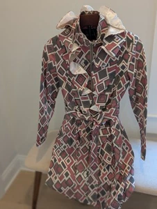 Aobani Semi Long Trench Coat Jacket Colorful Single Breasted Sz S - Picture 1 of 14