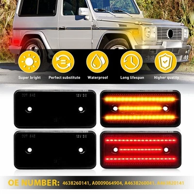 4X LED Side Marker Light Smoked For 99-14 Mercedes-Benz W463 G500 G550 G-Class - Image 1 of 4