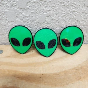Alien Face 3 Pc Charms For Crocs Different Holographic Patterns See Pics/Video - Picture 1 of 6