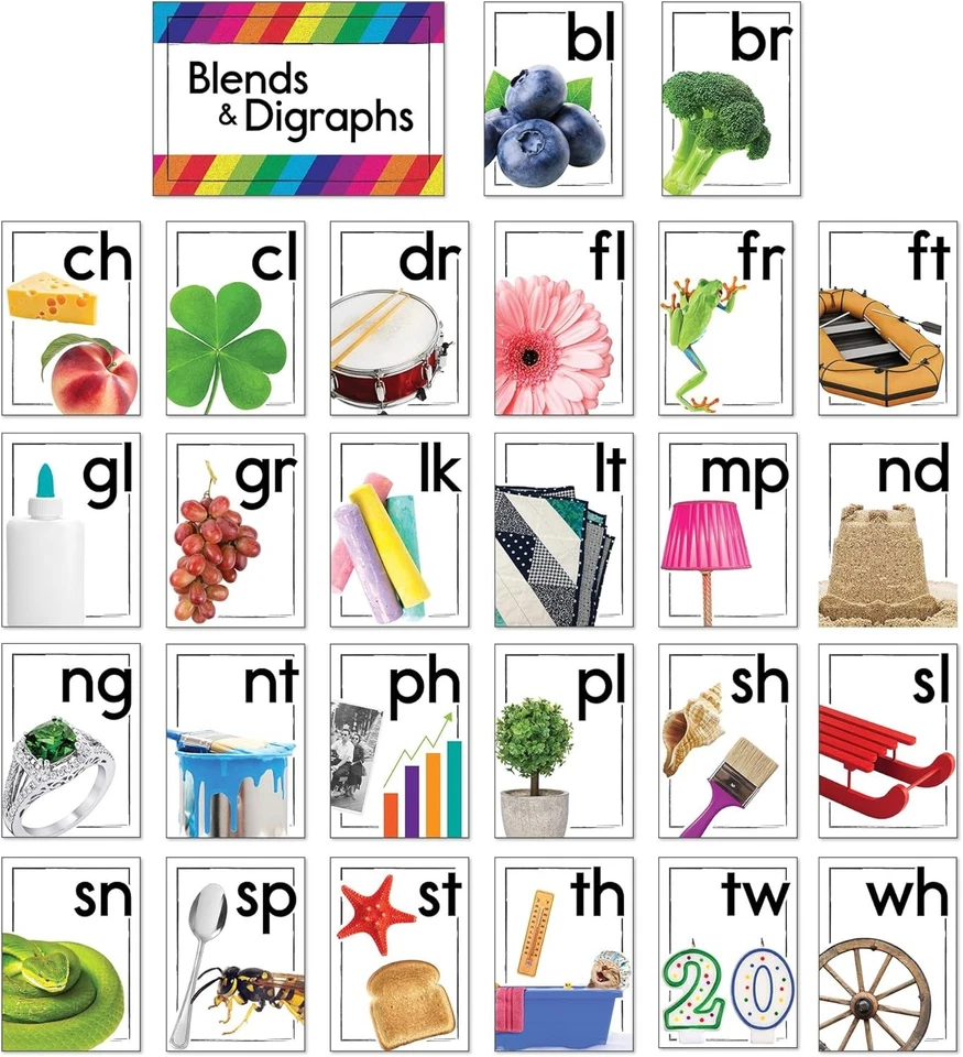 Carson Dellosa Blends and Digraphs Bulletin Board Set—Blend Cards, Digraph Ca - Image 1 of 4