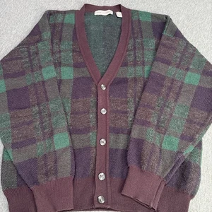 John Ashford Wollmischung Strickjacke Herren groß kariert Knopf Pullover Italien " - Bild 1 von 6