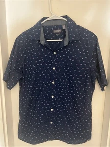 Men’s Van Heusen Never Tuck Slim Fit Button Up Shirt Size M Blue Stars S/S - Bild 1 von 5