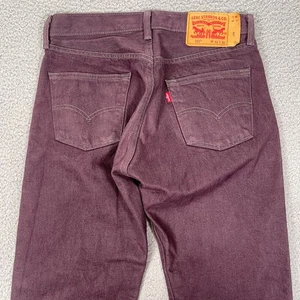 Levis 501 Jeans Mens 31x30 Purple Premium White Oaks Cone Denim Relaxed Fit - Picture 1 of 9
