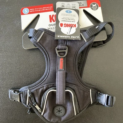 KONG COMFORT + BOLSA DE RESIDUOS REFLECTANTE BOLSILLO PERRO ARNÉS COLOR Negro Pequeño NUEVO Foto 1 de 2