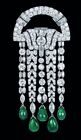 Vintage Style Art Deco Green Pear Drop Hanging Jewelry Brooch Unisex 925 Silver