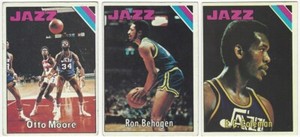 6 1975-76 TOPPS BASKETBALL NEW ORLEANS JAZZ CARDS (MOORE/BEHAGEN+++)