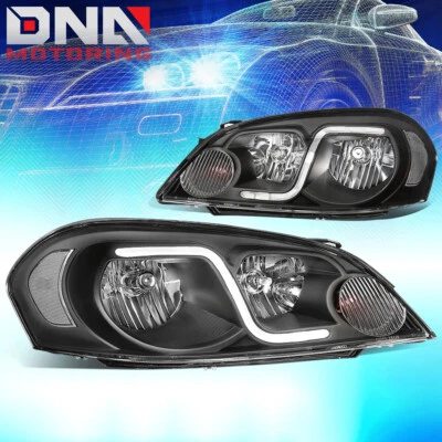 [LED DRL] ДЛЯ 06-16 CHEVY IMPALA/ОГРАНИЧЕННЫЙ ЧЕРНЫЙ ПРОЗРАЧНЫЙ ФАРЫ/ЛАМПА ЗАМЕНЫ - Изображение 1 из 4