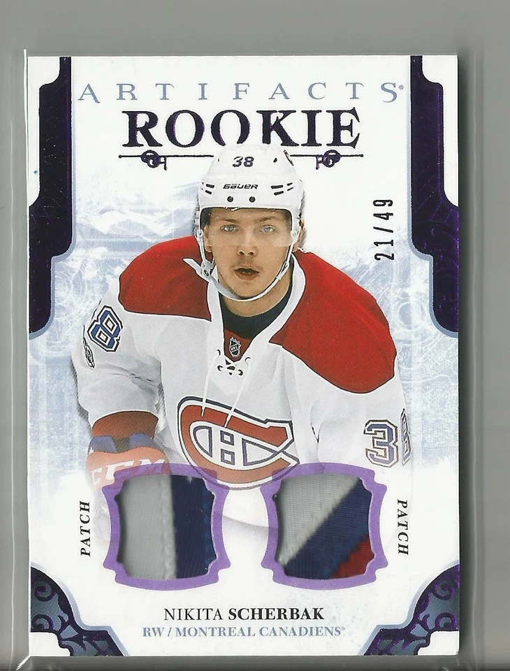 2017-18 UD Artifacts Nikita Scherbak Dual Patch Rookie Card RC #ed 21 / 49 - Image 1 of 1