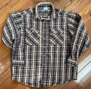 Vtg Carhartt Men’s Large Plaid Heavy Cotton Shirt Flannel Multi Color - Picture 1 of 6