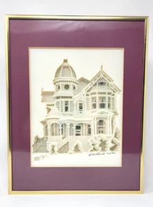 Debbie Patrick 3-D Dimensional Art Victorian House Framed Signed 703/900 - Bild 1 von 5