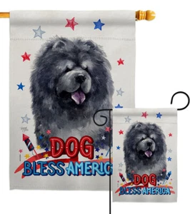 Patriotic Black Chow Garden Flag Animals Dog Decorative Gift Yard House Banner - Picture 1 of 19