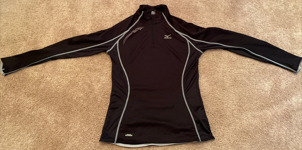 Mizuno Womens Running Top Size Small Black Gray - Image 1 of 4