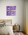 30x30 Large Abstract Textured Painting Purple Gold Artwork Canvas Wall Art Blue
