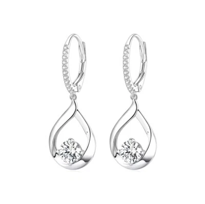 1ct Drop Earrings White Gold Diamond Test Pass Lab-Created VVS1/D/Excellent - Image 1 of 2