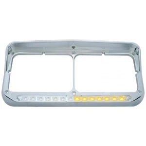 Sequential LED Dual Headlight Bezel w/ Visor (Driver) - Amber LED/Clear Lens - Picture 1 of 5