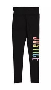 Justice Black Rainbow Sparkle Glitter High Waist Full Length Leggings Size 12 - Picture 1 of 4