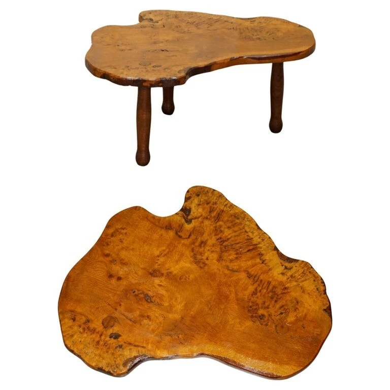 STUNNING LIVE EDGE SLAB COFFEE OR COCKTAIL TABLE IN BURR PIPPY OAK - Image 1 of 4