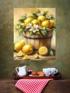 16x20 Lemon Basket Canvas Print Wall Art - Picture 1 of 6