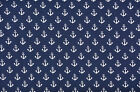 Hochwertiger Jersey Stoff gemustert Anker Nachtblau maritim, 220 g/m²