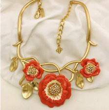 Oscar De La RentaGold Plated Enamel Flower Necklace