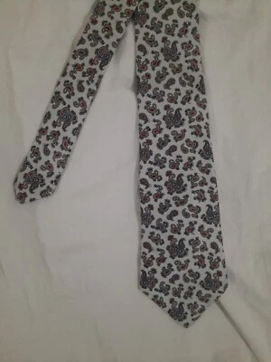 Corbata corta de seda Christian Dior de colección años 80 para hombre 56x3,25 blanca cachemira EE. UU. Foto 1 de 4