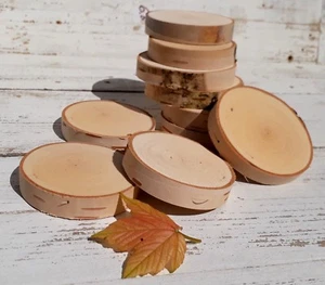 Rebanadas de árbol de madera de abedul 2-10 cm mesa de boda rústica artesanía troncos naturales Navidad - Imagen 1 de 28