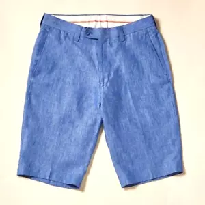 NEW Mens Inserch Summer Shorts 100% Linen Premium Modern Fit Blue Wave USA - Picture 1 of 1