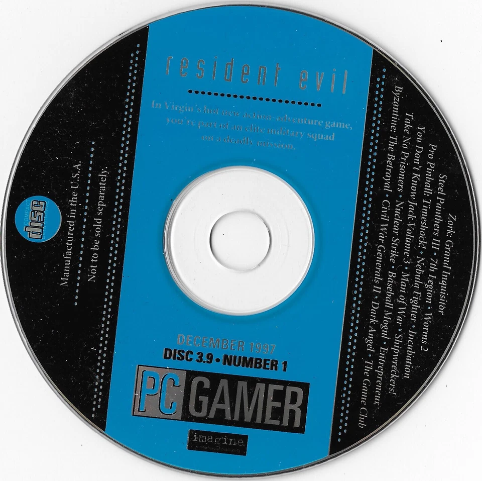 PC GAMER Demo Disc 3.9 No. 1 December 1997 - Resident Evil - Steel Panthers III - Image 1 of 1