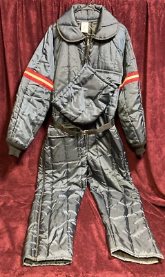 Traje de nieve vintage Walls Blizzard esquí_rayas retro_azul_cinturón medio alto con capucha Foto 1 de 4