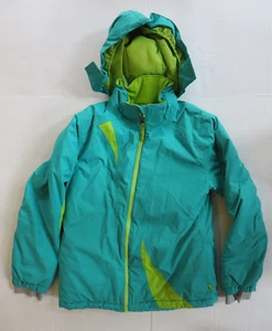 Youth Vtg L.L Bean Puffer Coat Teal Yellow Hooded Size XL Size 18 - Picture 1 of 4
