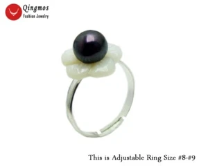 7-8 mm Anillo Plano Negro Perla Natural para Mujer #8-#9 Apertura Anillo Ajustable ri42 - Imagen 1 de 6