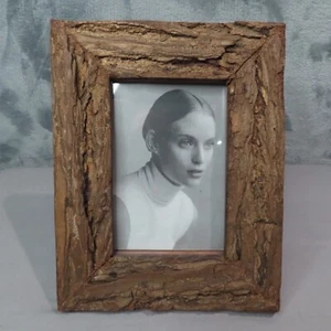 GENUINE RUSTIC Wild Chicory Tree Bark 4x6 Wood Picture Photo Frame VTG - Picture 1 of 11