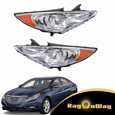 For 2011 2012 2013 2014 Hyundai Sonata Pair of Chrome Projector Headlights Assy - Image 1 of 4