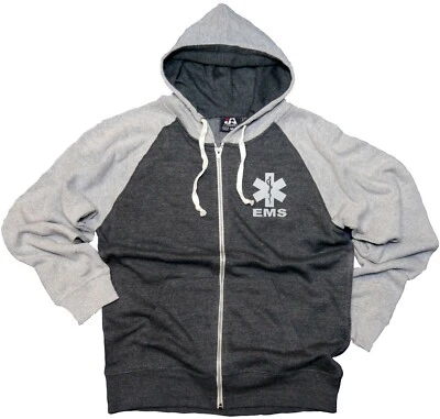 EMS Triblend Colorblock Zip up Fleece Hoodie Reflective Decoration. - Image 1 of 4