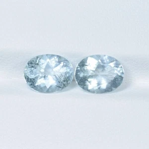 3.26 ct BEST GRADE VERY LIGHT AQUA BLUE / NATURAL AQUAMARINE - Oval 2 Pcs Video - Picture 1 of 2