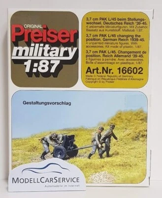 Preiser military 1/87: 16602 3,7-cm-PAK L/45 beim Stellungswechsel (DR 39–45) - Image 1 of 2