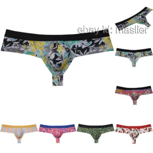 Men's Flowery Bulge Boxer Daring Underwear Shiny Less Coverage Cheeky Bikini - Picture 1 of 17