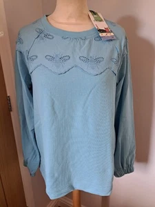 Joules Light Blue Sweatshirt Top Brinley Bees Embroidery Long Sleeve Size 12 UK - Picture 1 of 19